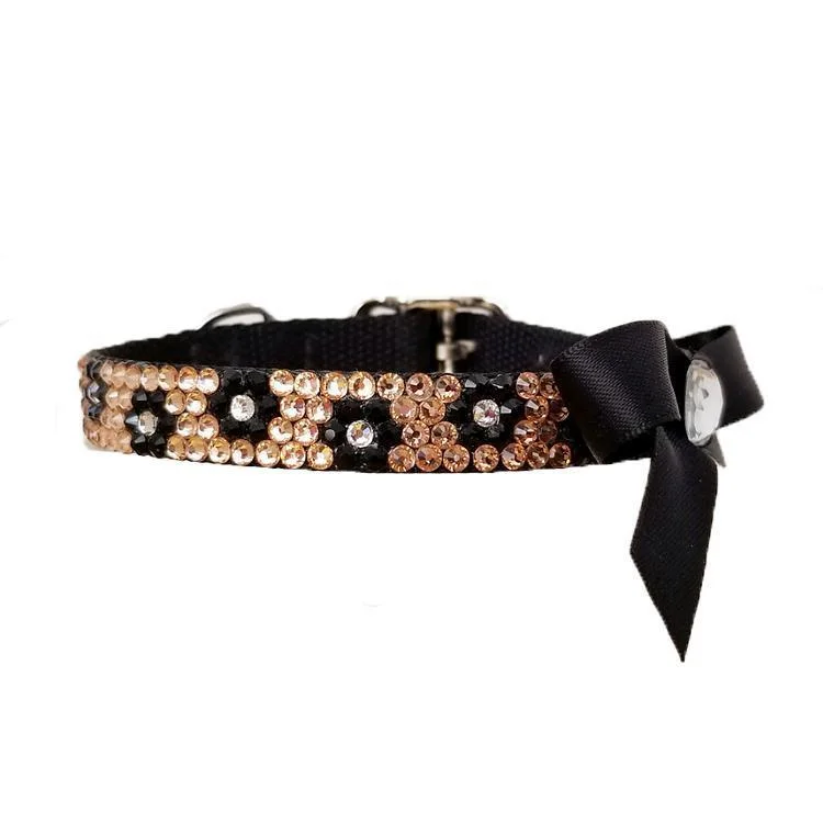 - Foldable and portable cat bagRose Gold Crystal Dog Collar