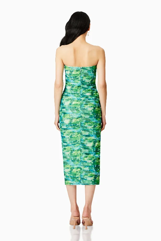 Larkspur Fitted Midi Dress In Green