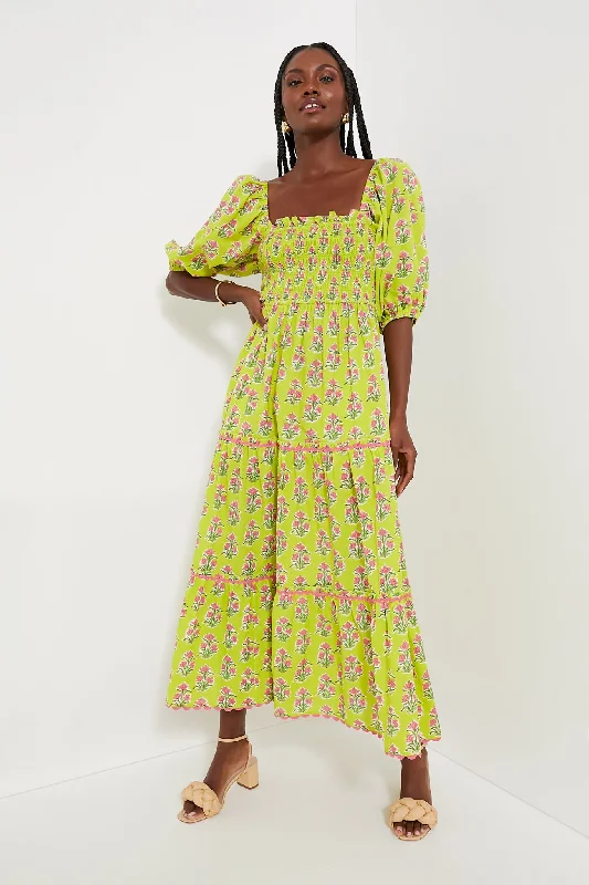 Lime Hibiscus Jodphur Dress