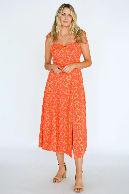 Poppy Field Midi Tie Dress