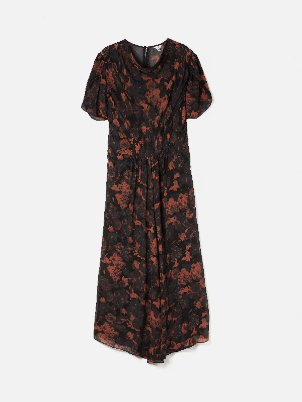 Shadow Floral Midi Dress | Black