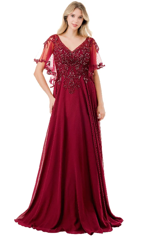 Aspeed Design M2911F - V-Neck Beaded Lace Evening Gown