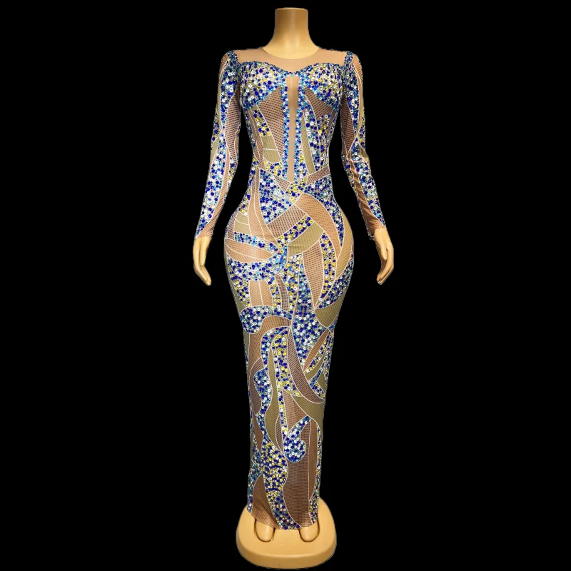 NOVANCE robes de soirees femme luxury shiny blue diamonds prom dresses 2023 evening gowns sexy luxury dresses women elegant for