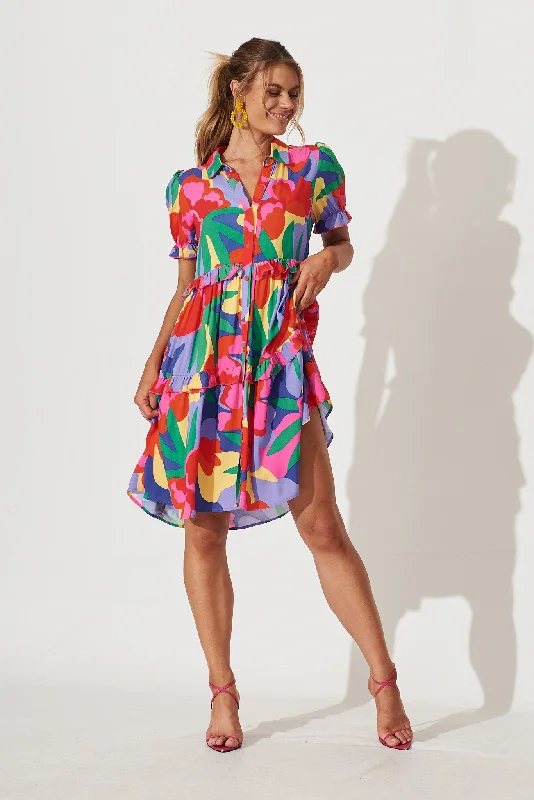 Power Of Love Shirt Dress In Bright Multi Print