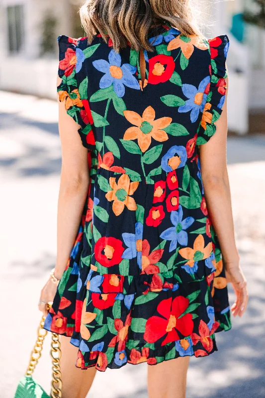 A True Beauty Navy Blue Floral Dress