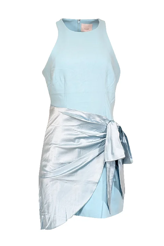 Cinq a Sept - Seaglass Blue Gathered Silk Dress w/ Bow Sz 10