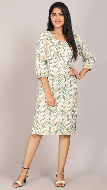 Pastel shades printed midi dress