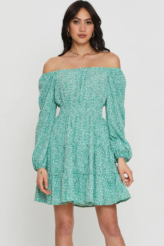 Print Mini Dress Long Sleeve