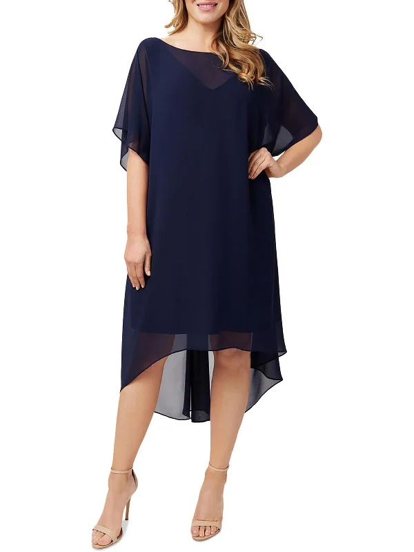 Womens Chiffon Overlay Cocktail Dress