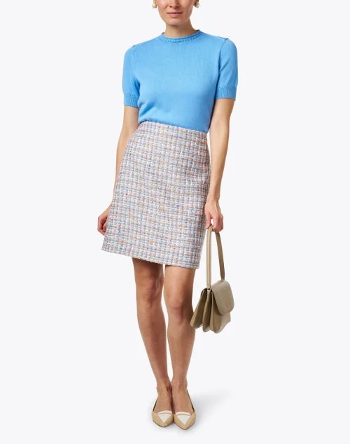 Blue Multi Tweed Mini Skirt