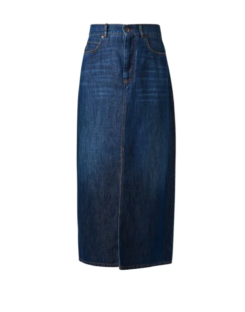 Gelada Dark Wash Denim Midi Skirt