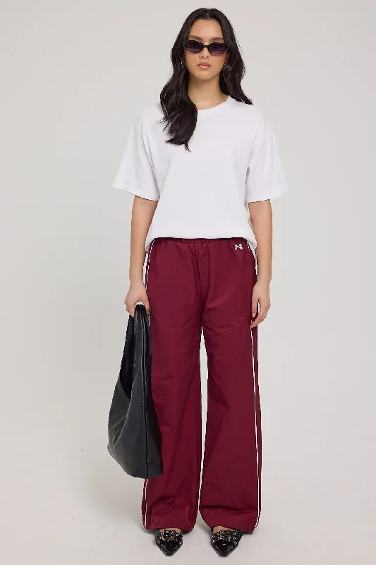 Luck & Trouble Track Star Straight Leg Pants Burgundy