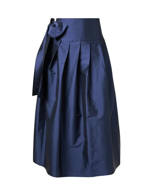 Navy Taffeta Wrap Skirt