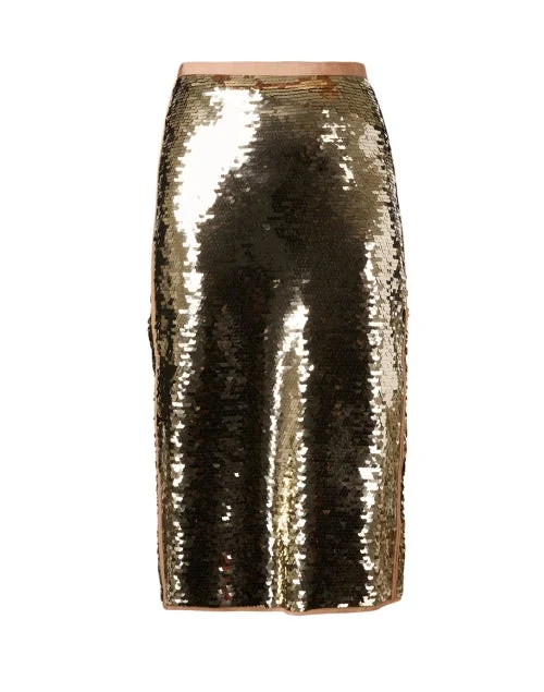 Udine Camel Sequin Skirt